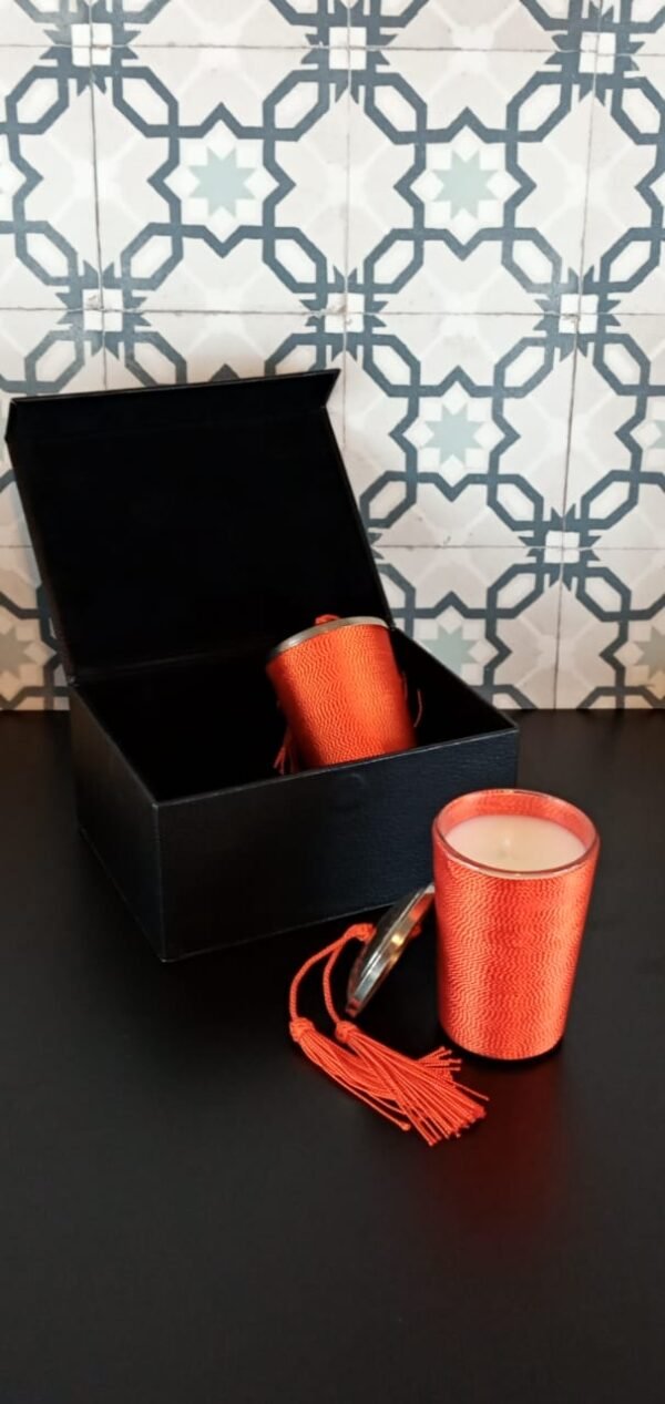 coffret bougie a ficelles artisanales senteur - artisanat du Maroc