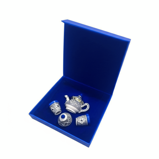 coffret service de the bleu ceramique artisanat agadir