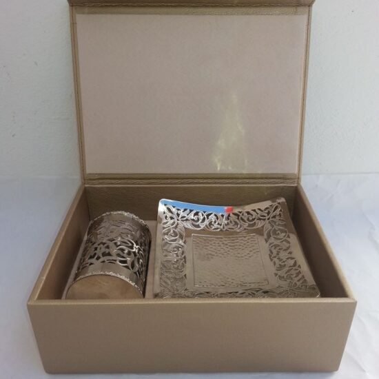 coffret vide poche et bougeoir maillechort