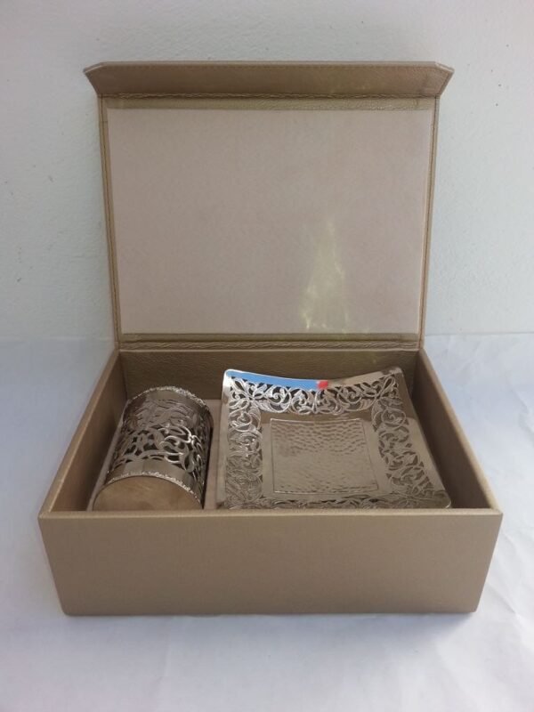 coffret vide poche et bougeoir maillechort