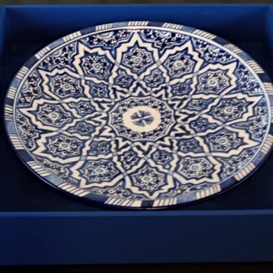 coffret assiette decorative en poterie de fez - artisanat du Maroc