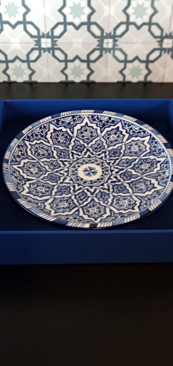 coffret assiette decorative en poterie de fez - artisanat du Maroc