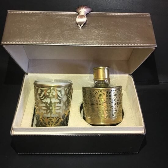 coffret bougie diffuseur de parfum dores - artisanat du Maroc