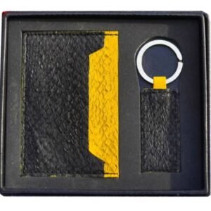 Coffret Set porte cartes et porte cles artisanal en cuir ou similicuir marocain personnalisable cadeau artisanal maroc 2