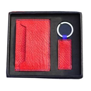 Coffret Set porte cartes et porte cles artisanal en cuir ou similicuir marocain personnalisable cadeau artisanal maroc 3
