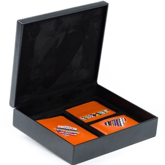 Coffret set en cuir personnalise artisanal maroc